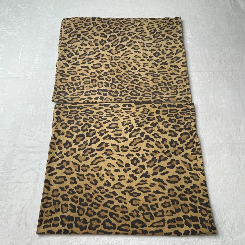 VTG 90s Ralph Lauren Home Leopard Print Cotton Standard Pillowcase Set of 2 USA